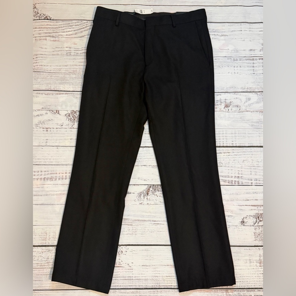NWT Banana Republic Emerson Pants Men 35X32 Black Wool Vintage Straight Fit Slim